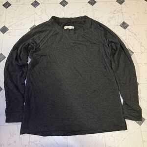 Lou & Grey for LOFT Charcoal Gray Long Sleeve Crewneck Top Women's XS